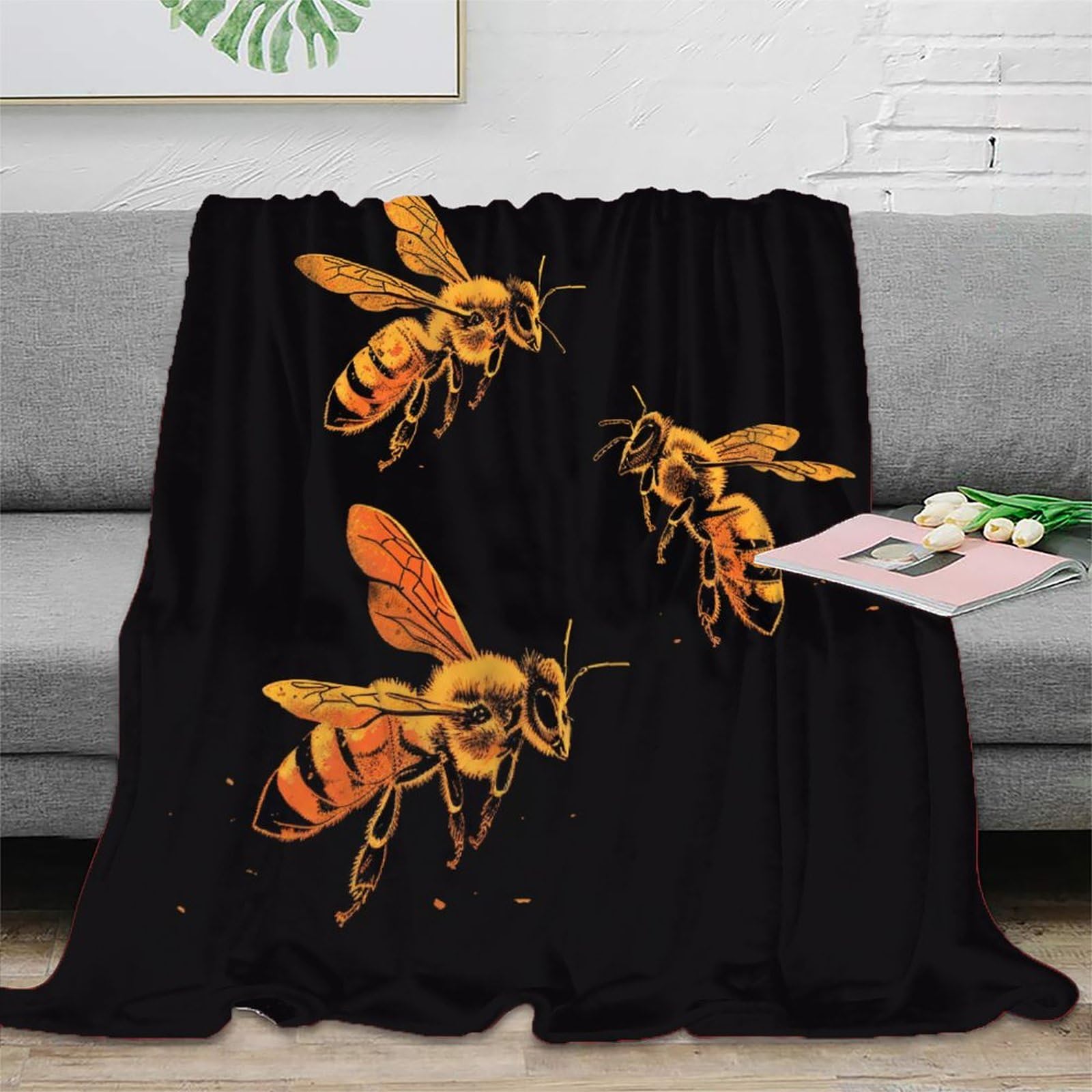 Couverture lit abeille flanelle 127x152 plaid peluche doux enfant drap insectes 3D