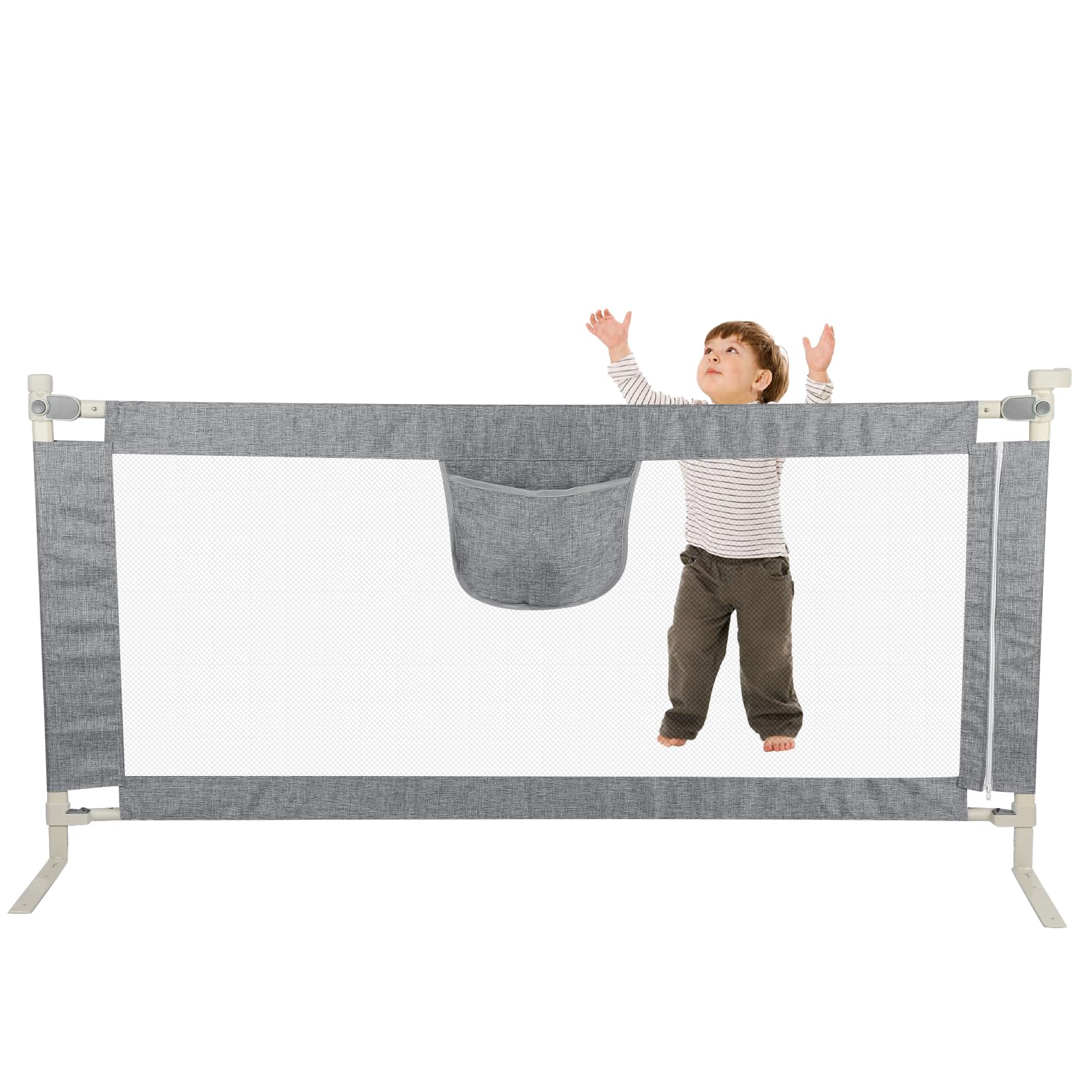 Barrière De Lit Bébé Anti-Chute - KEDIA - Bleu - Réglable - Universel