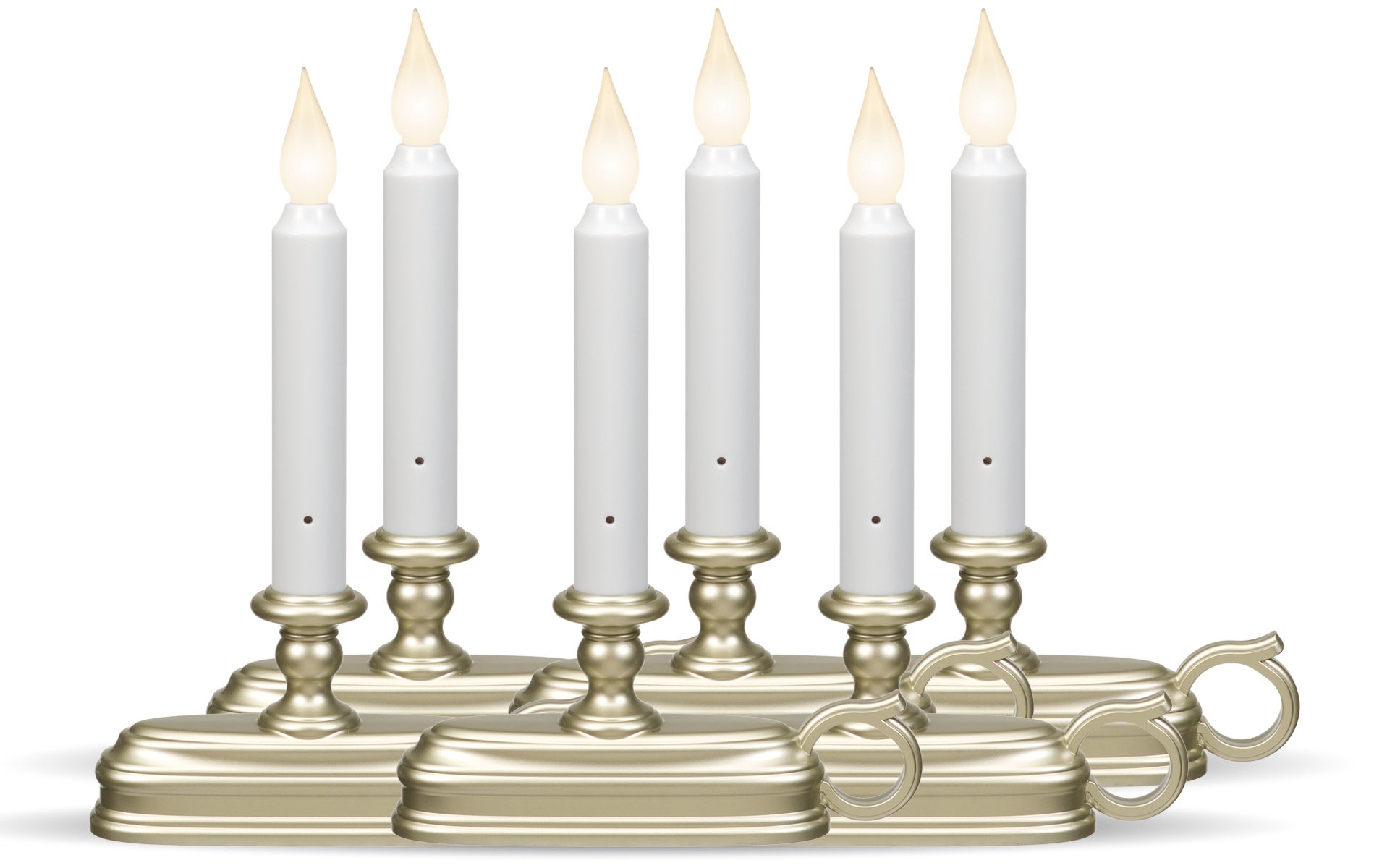 Xodus Innovations FPC1525P-6 Battery Operated LED Window Candle with New Hot Spot Technology and Dusk to Dawn Light Sensor, Plastic Silver/Pewter Base (Pack of 6)