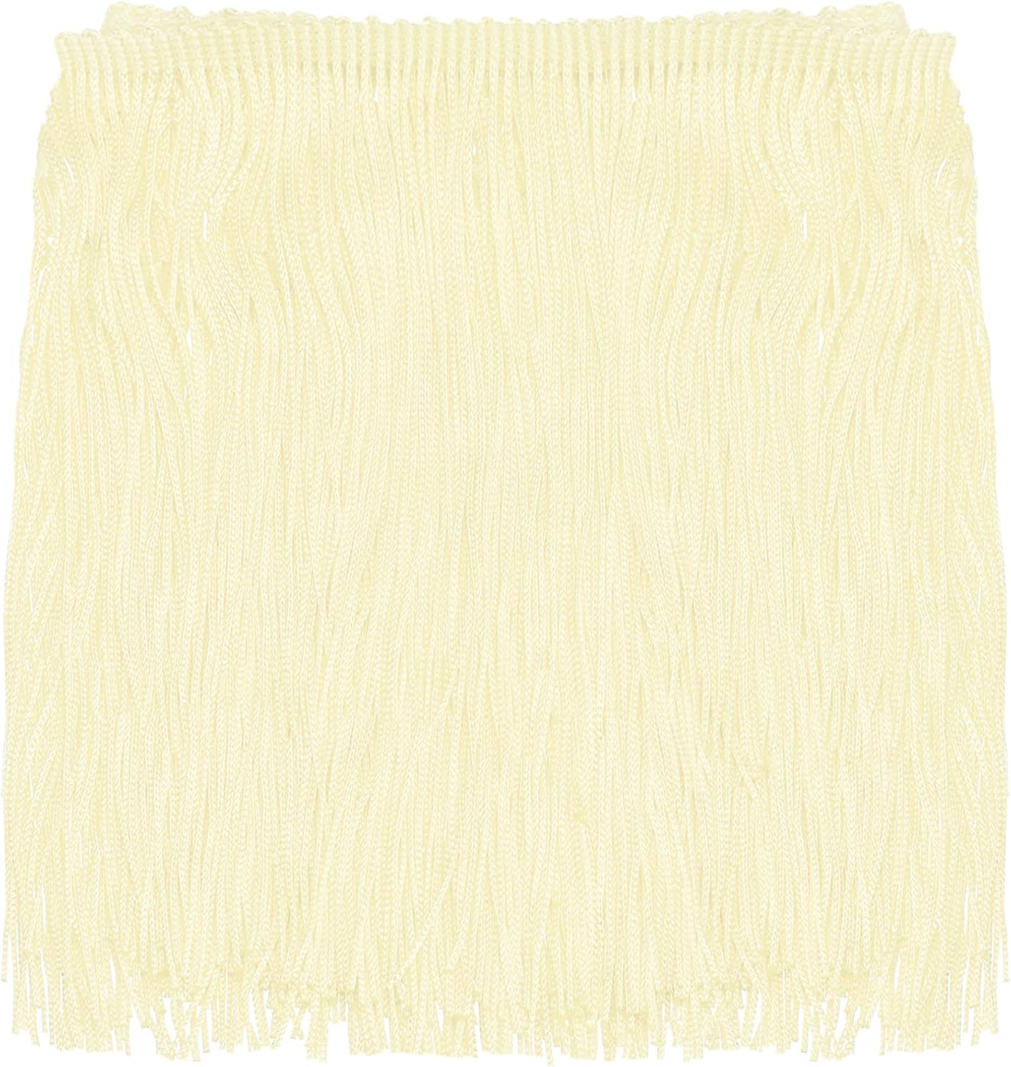 uxcell 10 Yards 8 Inch Chainette Fringe Trim Tassel Sewing Trims Polyester Fringe Ribbon for DIY Sewing Crafts Clothing Lamp Shade Decoration, Beige