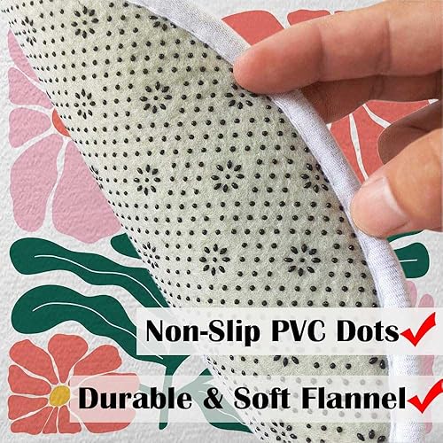 Miniatura 7 de Alfombras de baño retro con diseño floral abstracto, de los años 60 y 70, de mediados de siglo, vintage, lindas alfombras de baño con flores rosas,