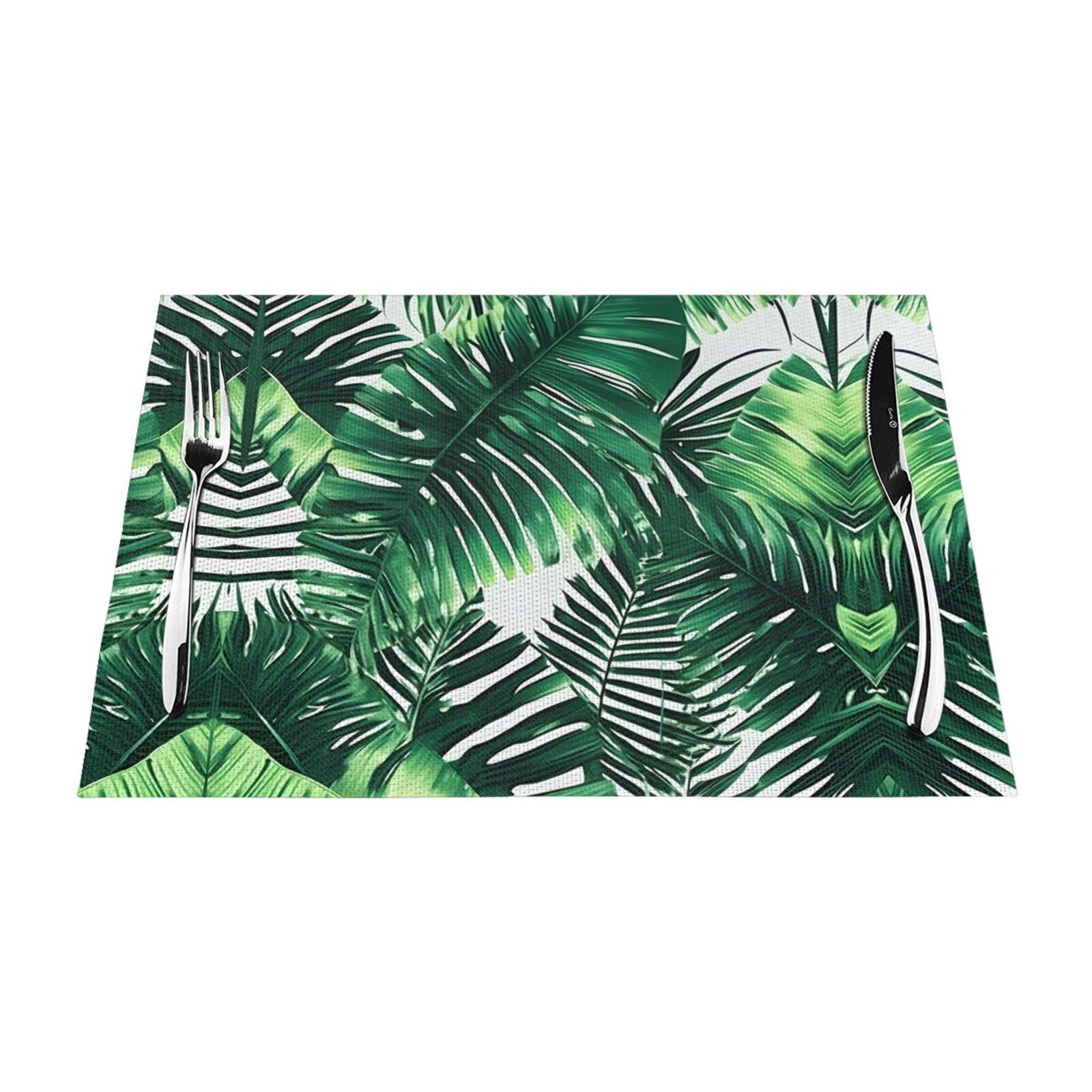 Placemats Set of 6,Table Mats Washable Placemat Decoration, Tropical Palm Banana Leaves Print