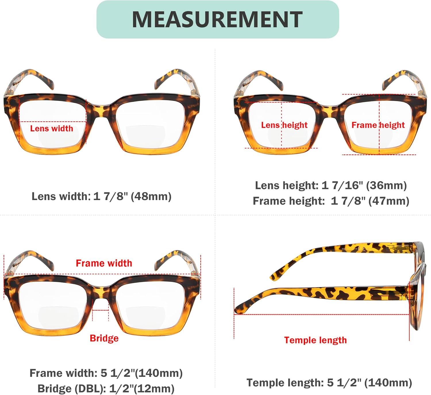 Eyekepper Bifocal Reading Glasses Women Stylish Bifocal Readers Clear Lens Oversize - Tortoise +2.00 - Image 3