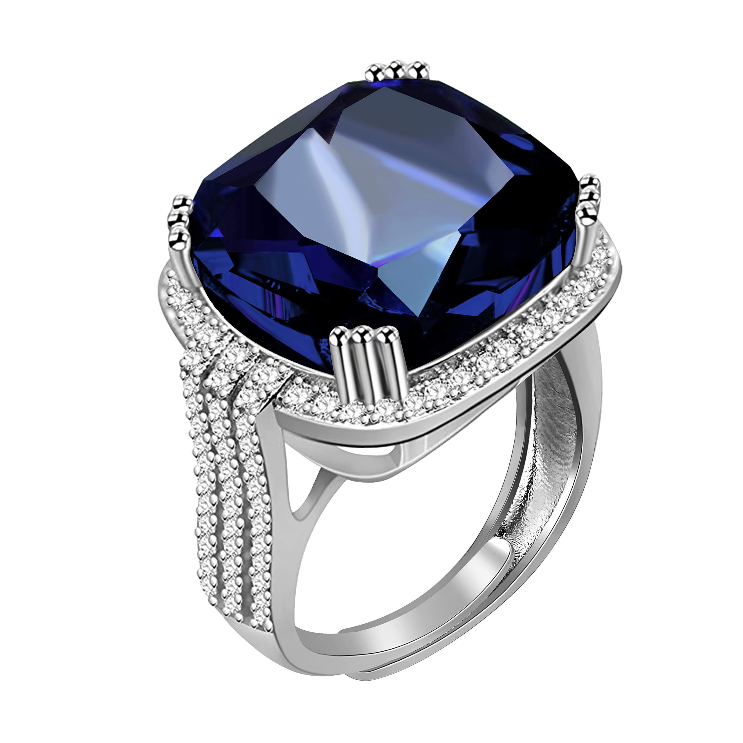 Uloveido Platinum Plated Big Princess Square Orange Stone Cocktail Ring for Women and Men with Cubic Zirconia Size 6 7 8 9 10 RA219