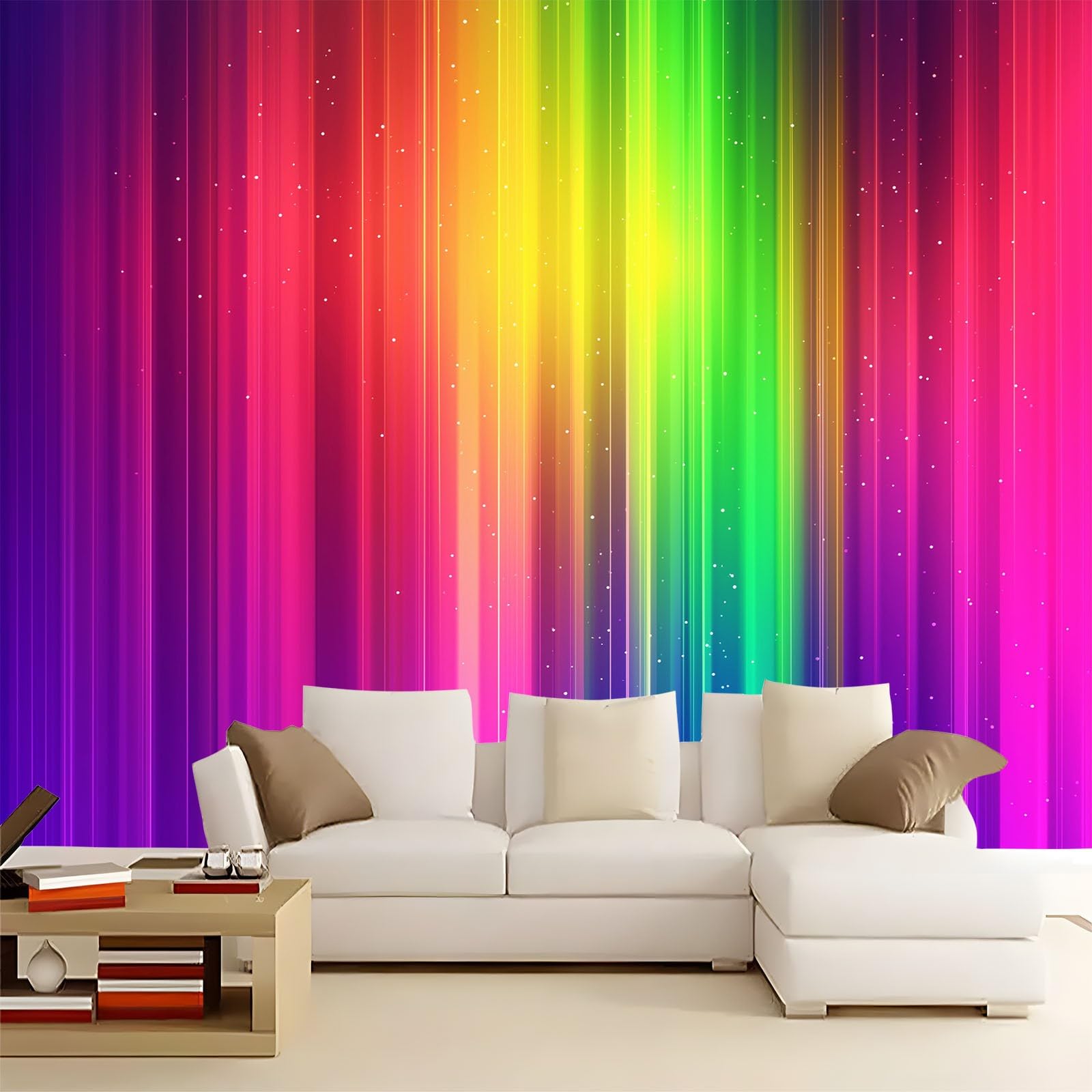 Tapeta Dream Rainbow Stripes Fototapety, kolorowa sztuka ścienna fototapeta, 400 x 280 cm (szer. x wys.) panoramiczny mural sztuka ścienna do salonu sypialni pokoju dziecięcego korytarza
