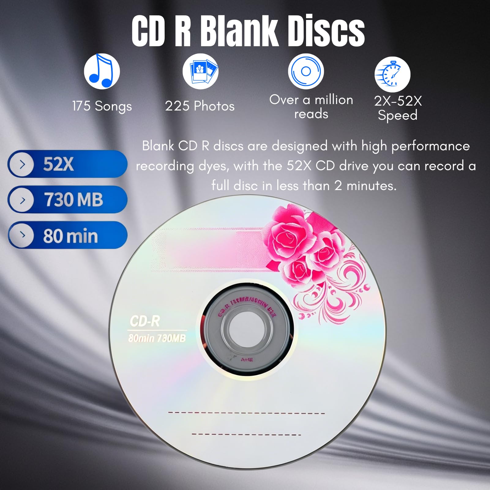 CD R Disques Vierges 52X 730 Mo Enregistrable 10 pièces