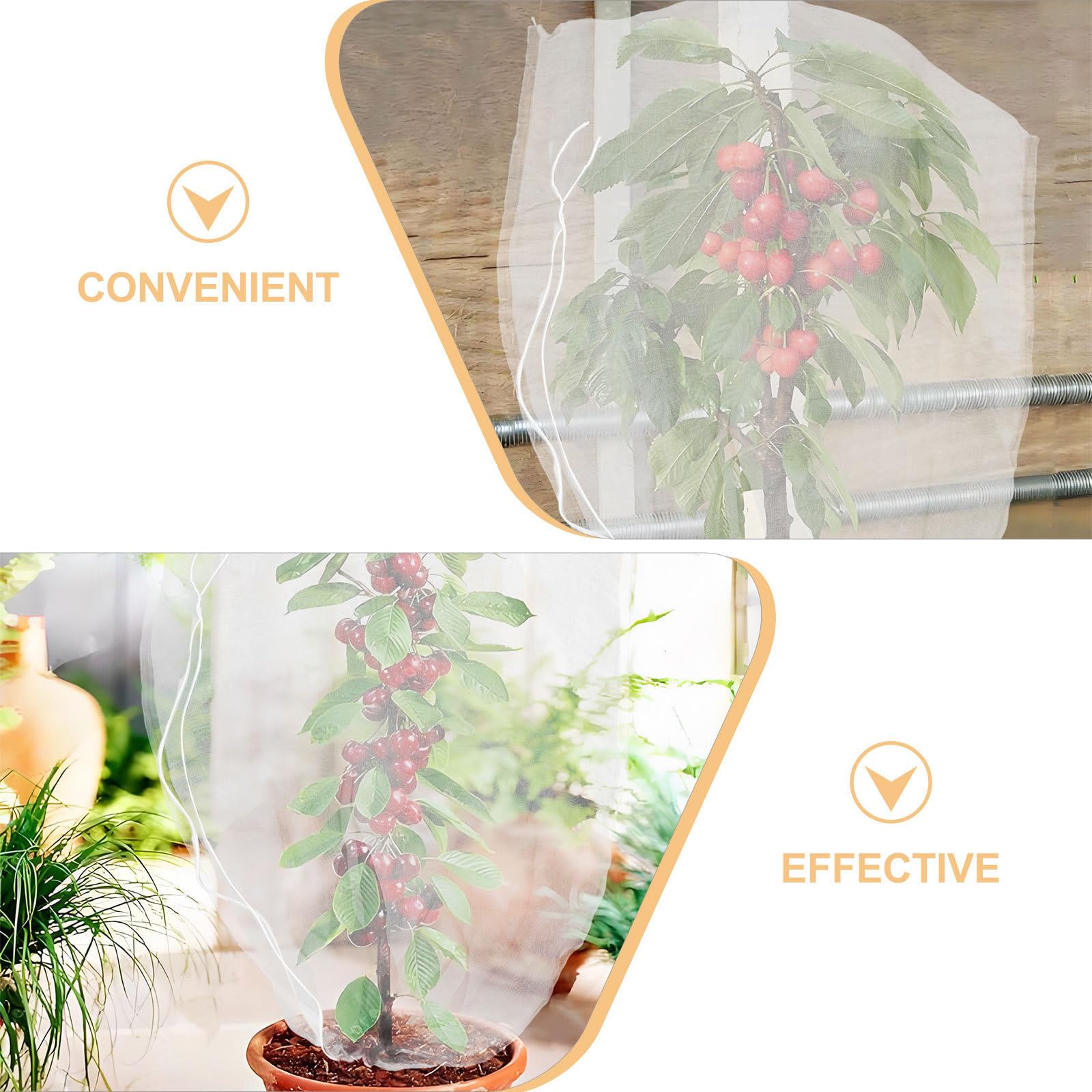 Uonlytech 8 Bolsas de Malla Antipájaros de Nylon Blanco con Cierre Doble para Protección Reutilizable en Huertos y Jardines de Fresas y Melocotones