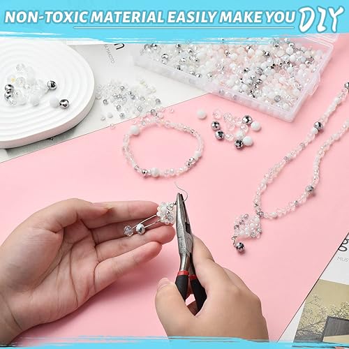 Miniatura 5 de KINGSHINE Cuentas de cristal Rondelle para hacer joyas, 1000 cuentas de vidrio Briolette chapadas de color redondas espaciadoras para pulseras,