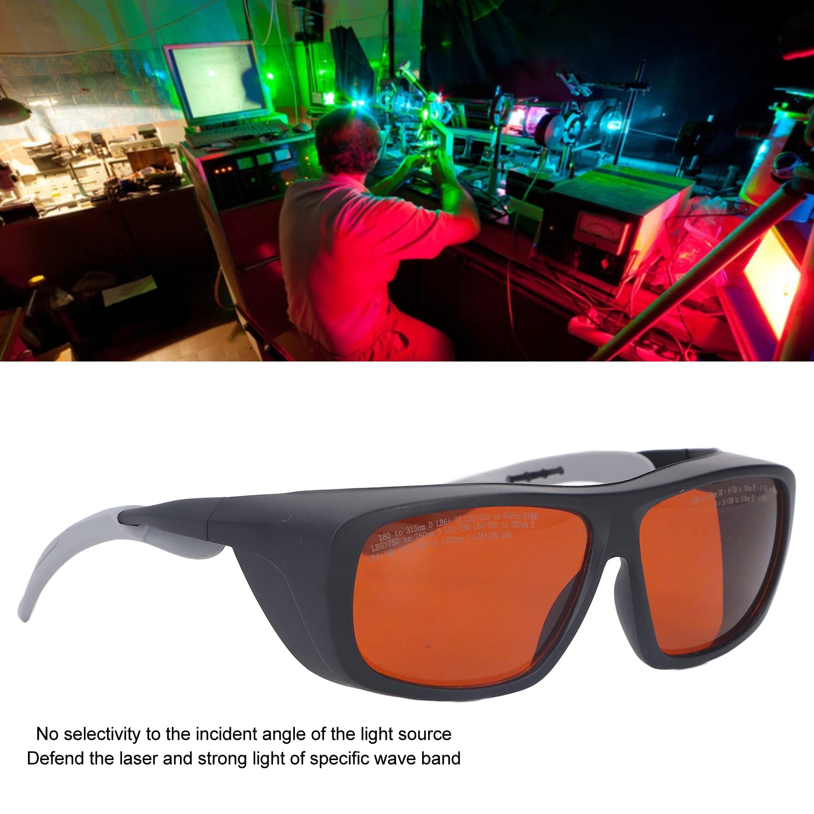 Cocoarm Laserbrille, PC-Brille, Blendfrei, 180 Bis 540 Nm, 750 Bis 1100 Nm, Schnelle Lichtreaktion, Kratzfeste Oberfläche für Glasfaserprojekte, Techniker und Laborbenutzer