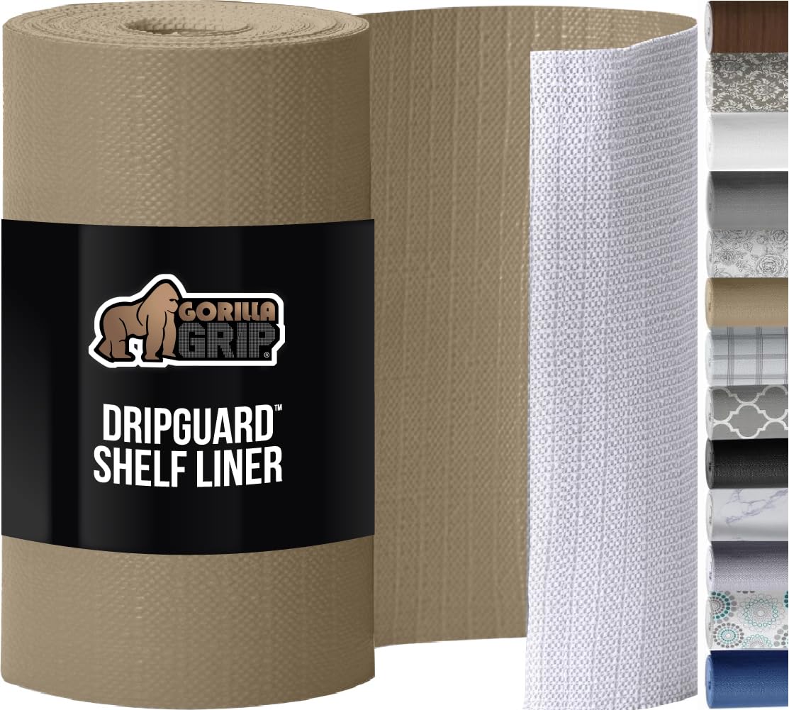 GORILLA GRIP DripGuard Drawer and Shelf Liner for Cabinet, Slip Resistant Non Adhesive Protection for Kitchen, BPA Free Smooth Surface Plastic Liners for Cabinets, Bathroom Drawers, 12x20, White — view 9