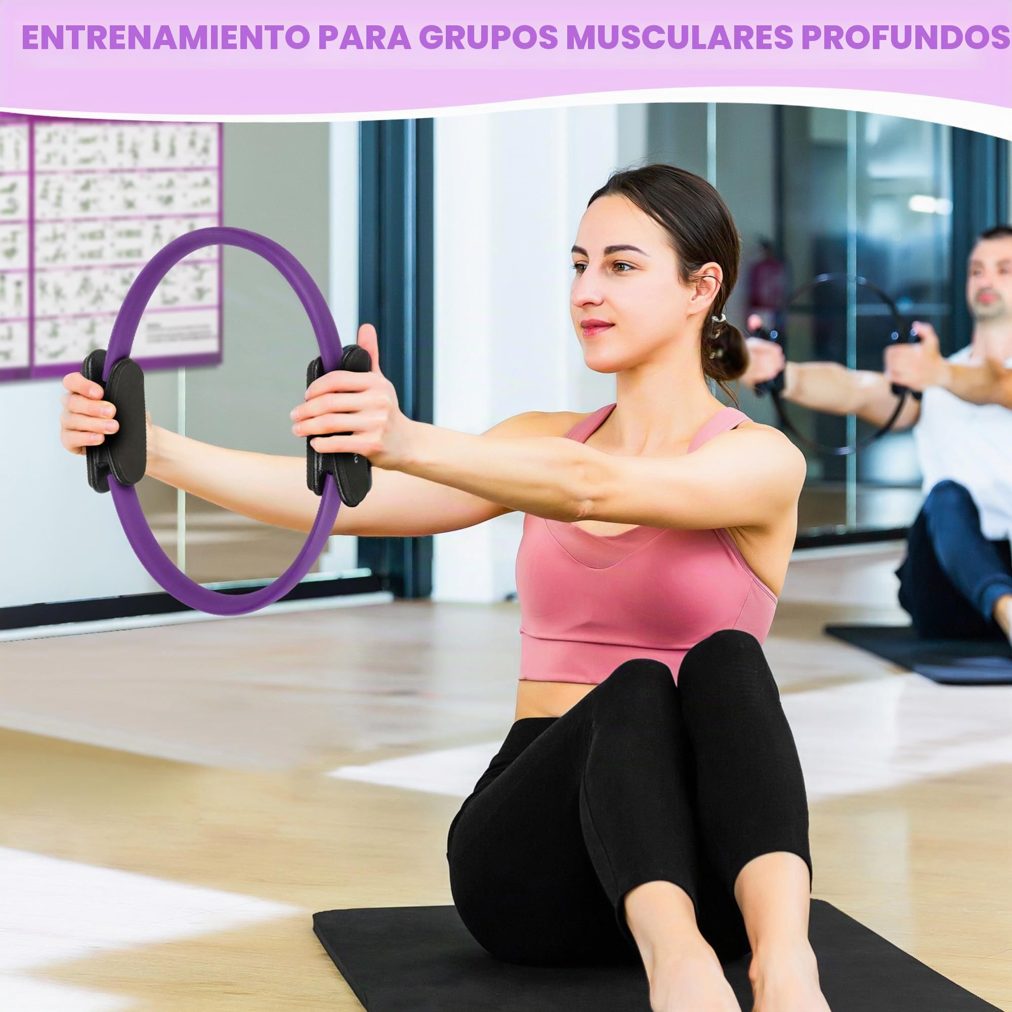 Goocrun Juego de anillos de pilates para ejercicios con bandas de resistencia de ejercicios, pelota de pilates, discos deslizantes, equipo de entrenamiento, gimnasio en casa, incluye póster de fitness