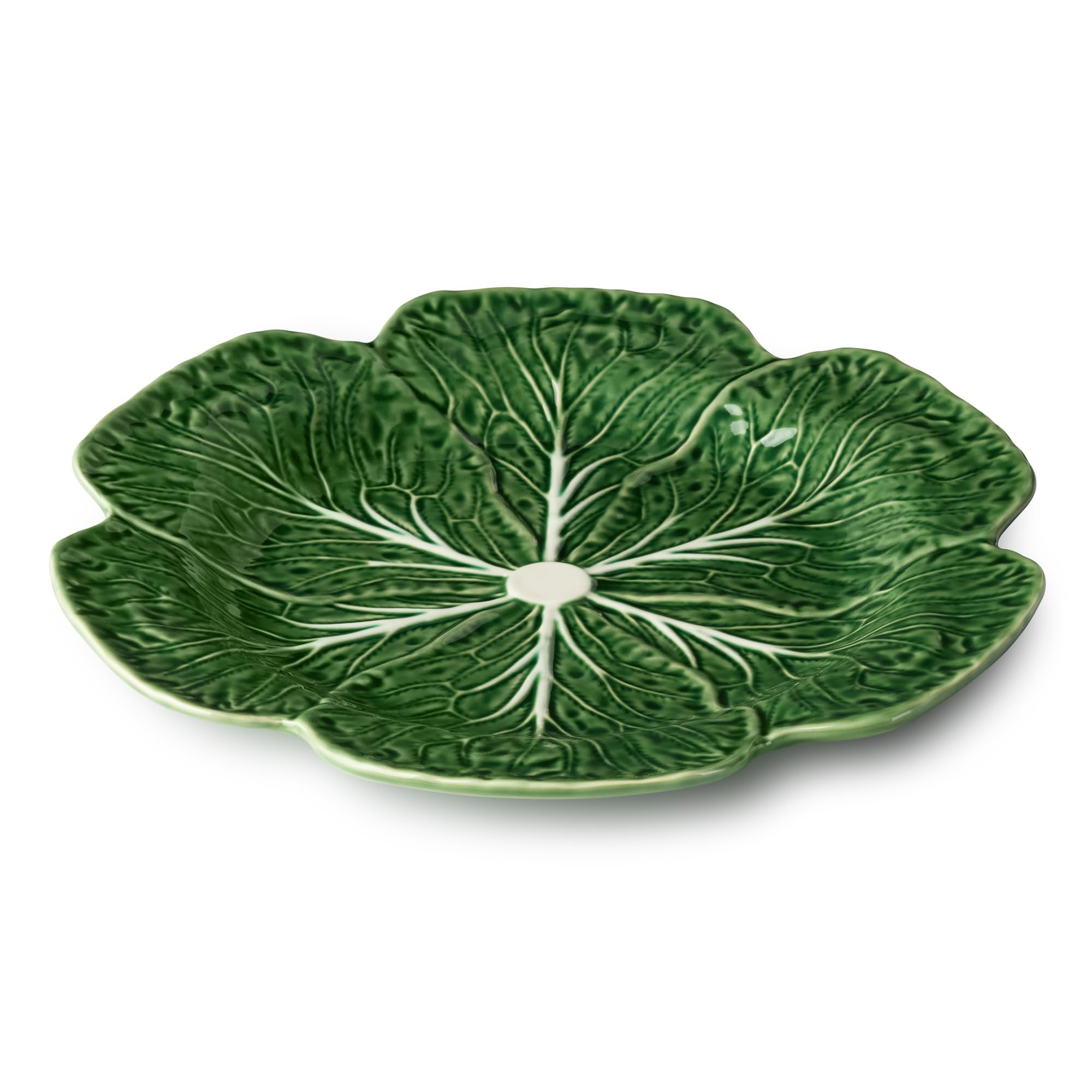 Cerified International Green Le Jardin Cabbage 3D Round Platter 13" – Sculpted Stoneware Leaf Platter – Heirloom-Inspired Serveware For Spring & Summer Seasonal Dining And Entertaining