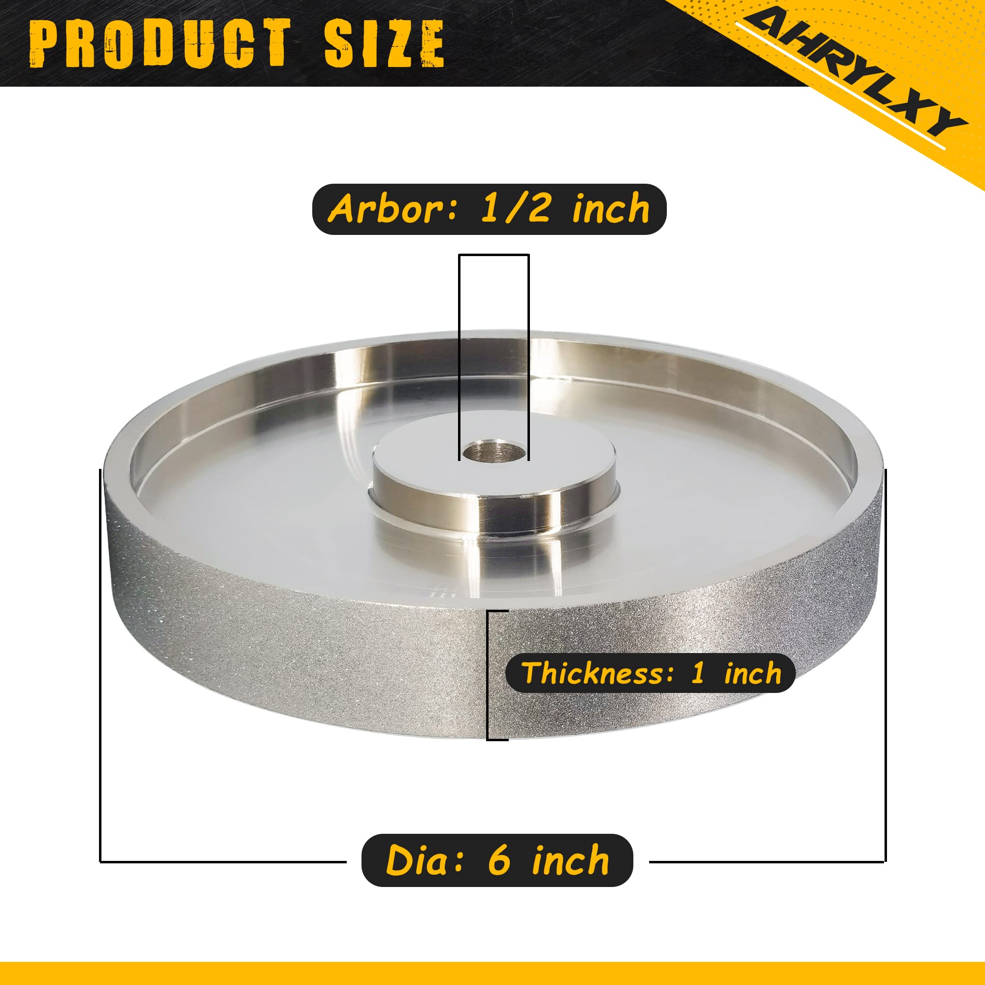 Mola CBN da 6 pollici, larghezza 1 "x 1/2" pergolato, grana 320, per affilare utensili in acciaio ad alta velocità, mola diamantata