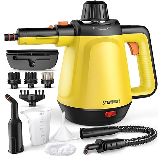 Steam Cleaner, Deep Cleaning Steam Cleaner for Home, 1200W Handheld Steam Cleaner with 10 Tools, Natural Steamer for Cleaning, Handheld Steamer for Bathrooms, Kitchens, Windows, Shower, Grout,Tile,Car