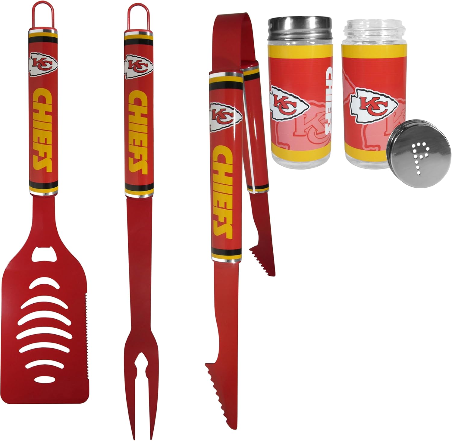 Siskiyou NFL Kansas City Chiefs 3 pc Logo BBQ Tools w/Shakers, One Size, Team Colors