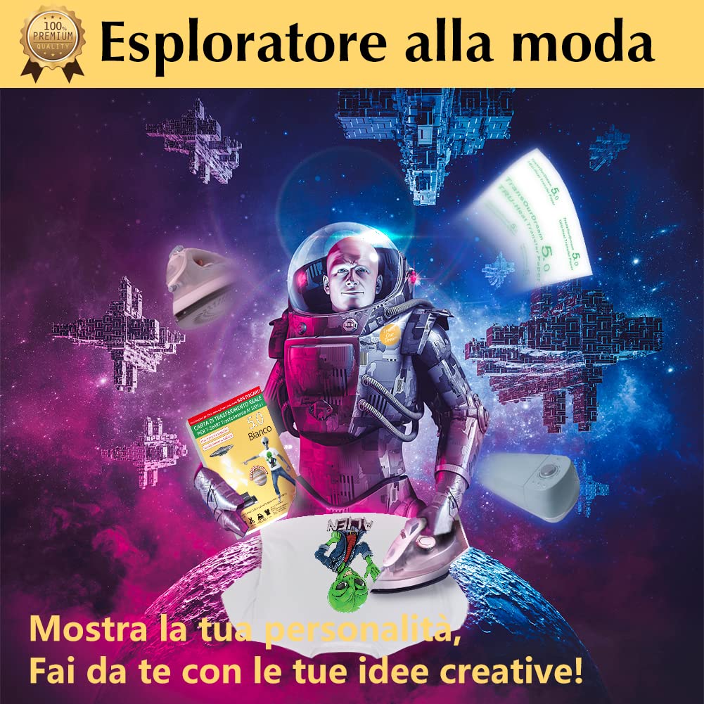 TransOurDream Carta di trasferimento per stampanti a Getto d'inchiostro,Carta termoadesiva per Tessuti Chiari,Non Stampa a Specchio, Fogli DIN A4X10, Carta per Magliette Chiare (I-2-5.0-10)