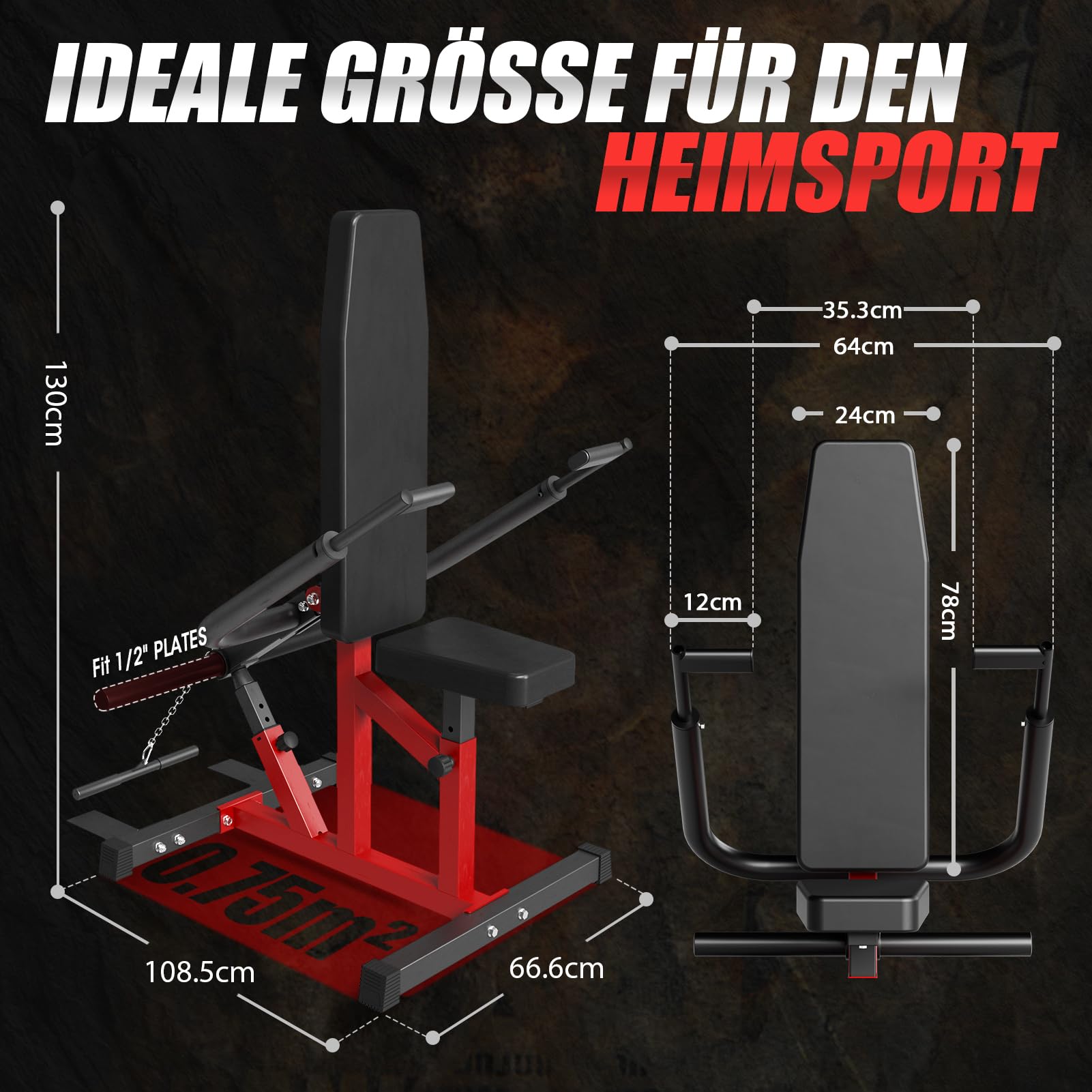 Dipmaschine, Trizeps Trainingsgerät mit Rudergriff, Trizepspresse mit Breitem und Schmalem Griff, 182kg Kapazität Bizeps Maschine, Dip Station