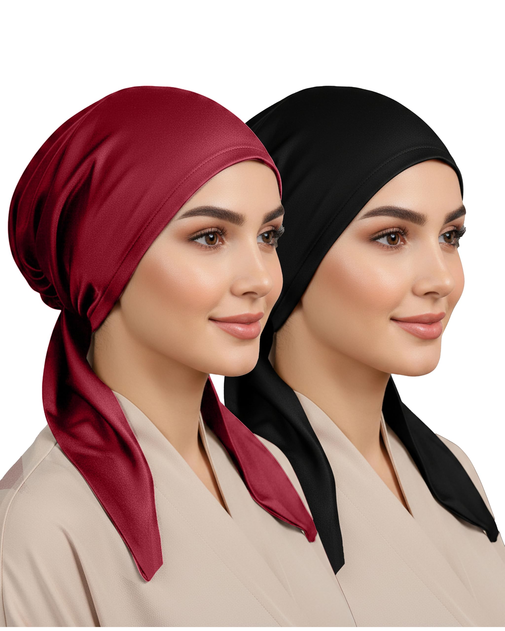 Mehar Women's Hair Malka Tail Cap Poly Cotton Hijab Set of T-Cap 2 pcs-image-7