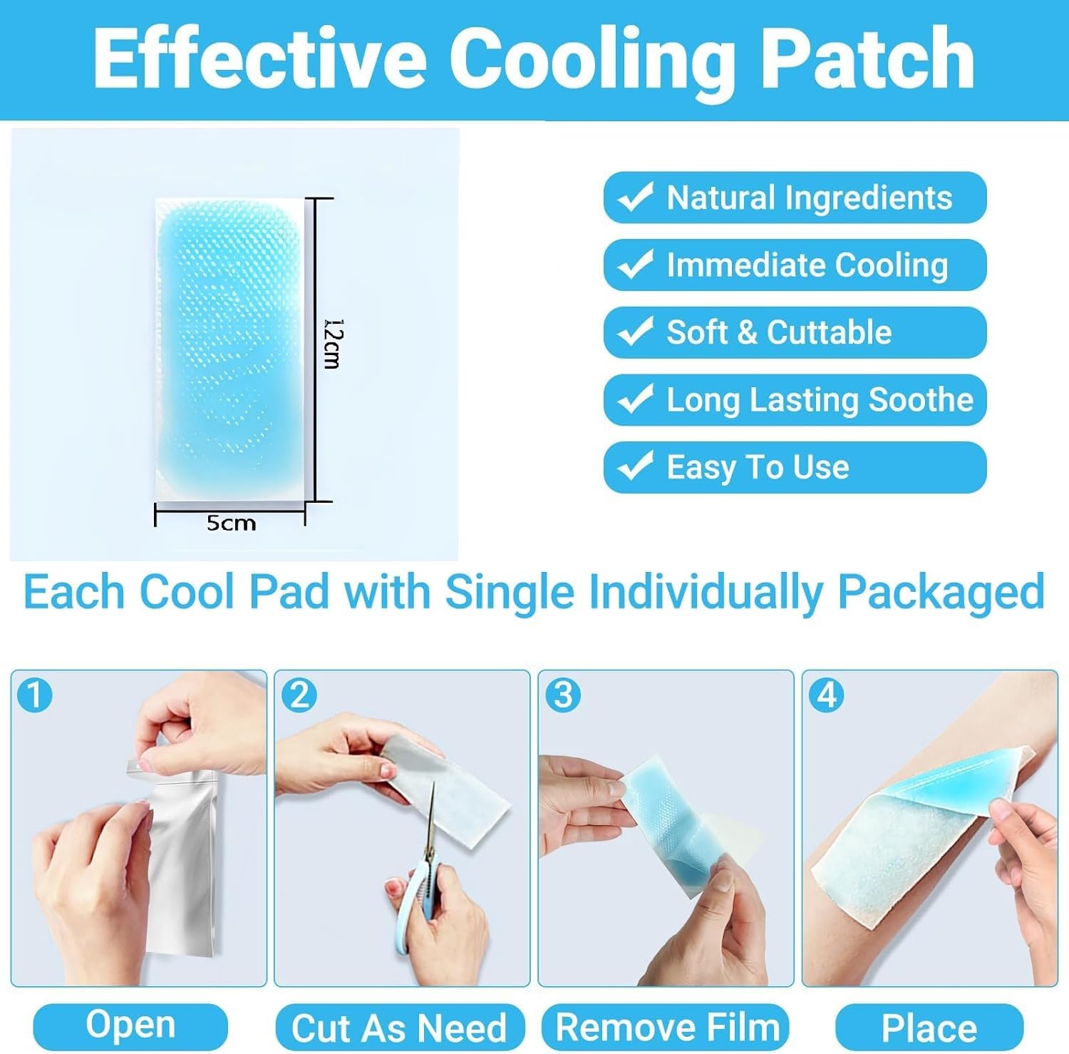 Kripara Sales Migraine Cooling Gel Patch for Headache Relief – Menthol & Camphor Formula, Instant Cooling Effect, Long-Lasting Up to 8 Hours, No Refrigeration Needed – Pack of 6 Patches — Amazon image 3