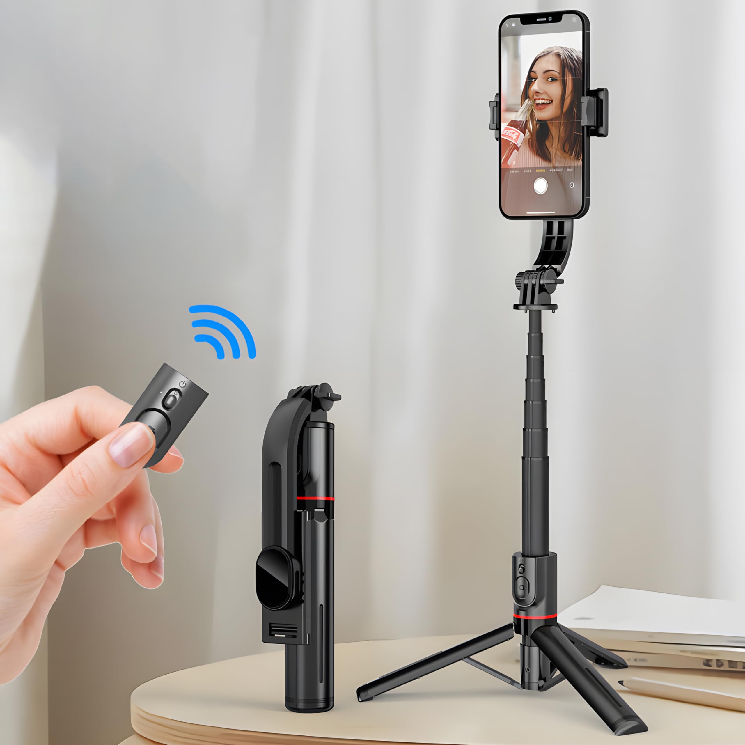 Retoo Selfie Stick 110,5 cm, statyw do telefonu, opcja Bluetooth rozszerzalny lampa 3 w 1 do telefon komórkowy drążek teleskopowy, statyw podróżny do selfie/wideo