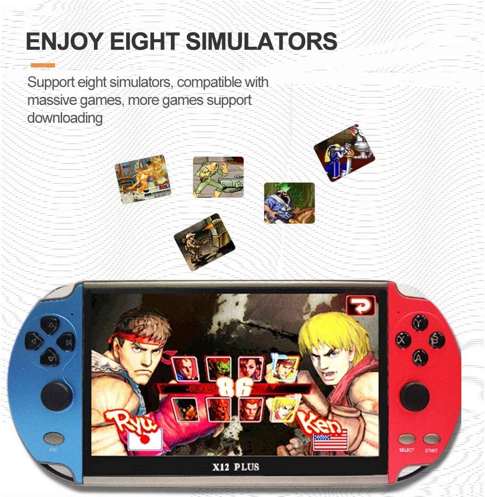 Deals Console da gioco palmare, X12 Plus integrata 10000 giochi, 16 GB Retro Game Console da 7 pollici HD schermo, supporto console per videogiochi PSP/GBA/GBC/FC/SFC