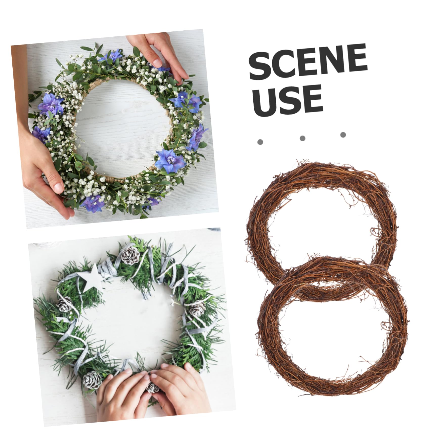 6piezas De Ratán Natural De Anillo De para Puerta De Entrada Decoración De Ratán para Manualidades Decoración De Hogar Boda Fiesta Invierno
