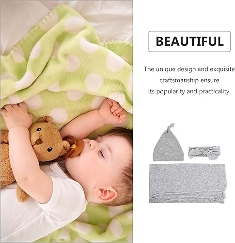 Miniatura 4 de Cotton with Grey Headband and Soft Protective Hat Mittens Booties for Comfortable Wrapping and Gentle Skin Care