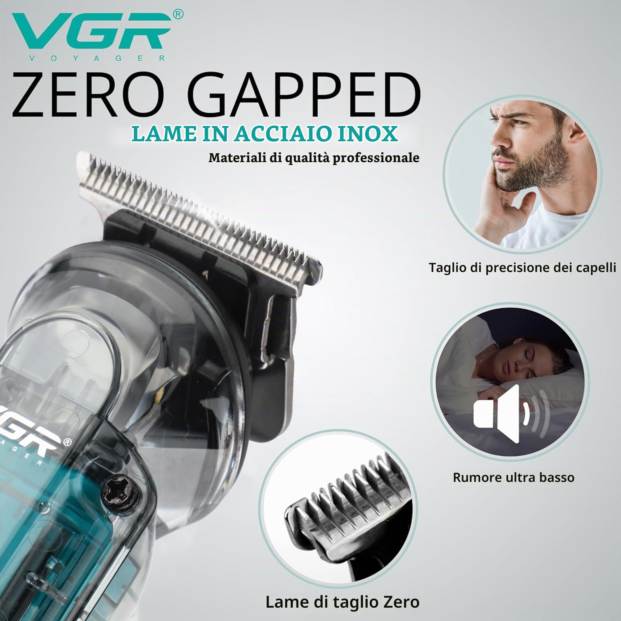VGR Rasoio elettrico da uomo ricaricabile tramite USB-C All in One Grooming 180 Min Battery IPX6 Waterproof Cordless Hair Clippers – Rasoio elettrico maschio per viso, orecchio, naso, testa, corpo