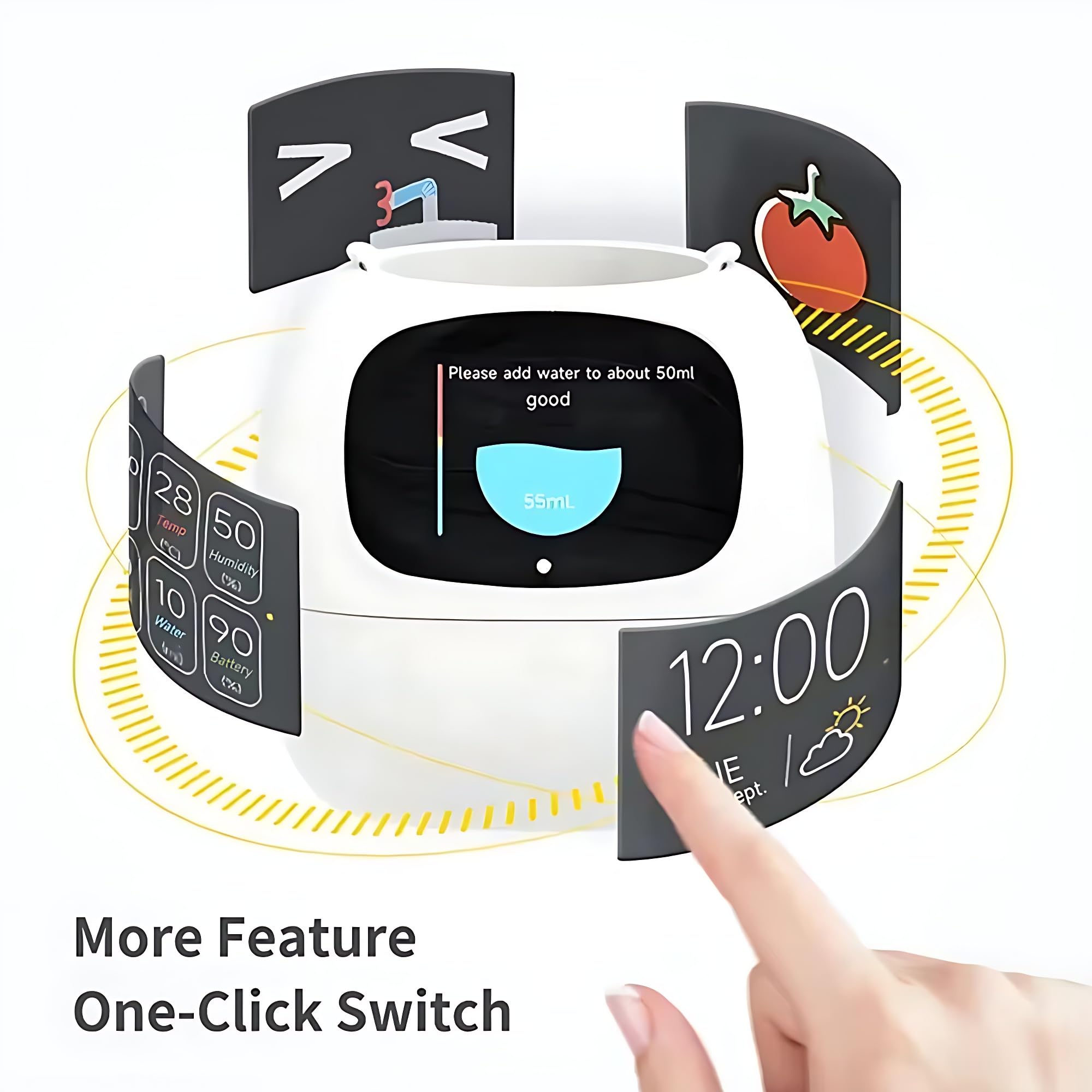 Smart Pet Planter - Vaso da fiori intelligente con 7 sensori intelligenti e chip AI per una facile cura delle piante in soggiorno - Soluzione divertente e interattiva per giardinaggio indoor
