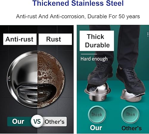 Miniatura 3 de Tapón de ventilación redondo de pared de 2 a 12 pulgadas, cubierta de ventilación de pared de acero inoxidable con rejillas extractor externo para