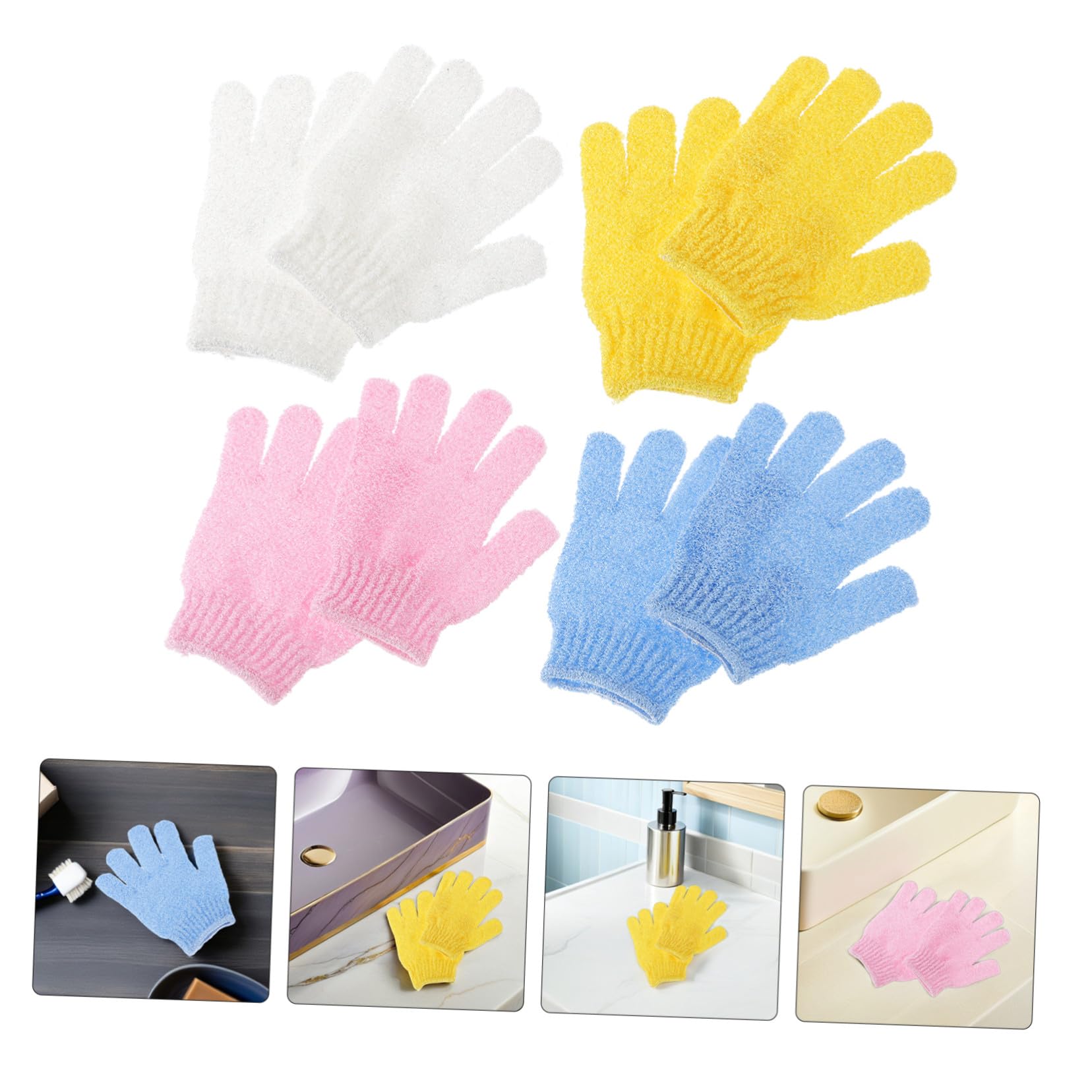 WOONEKY 16 Paia Guanti Esfolianti Doccia Doppio Lato in Nylon Guanti Scrub Corpo Morbidi e Riutilizzabili con Polsino Elastico Adatti Uomo e Donna per Pulizia Profonda e Liscia