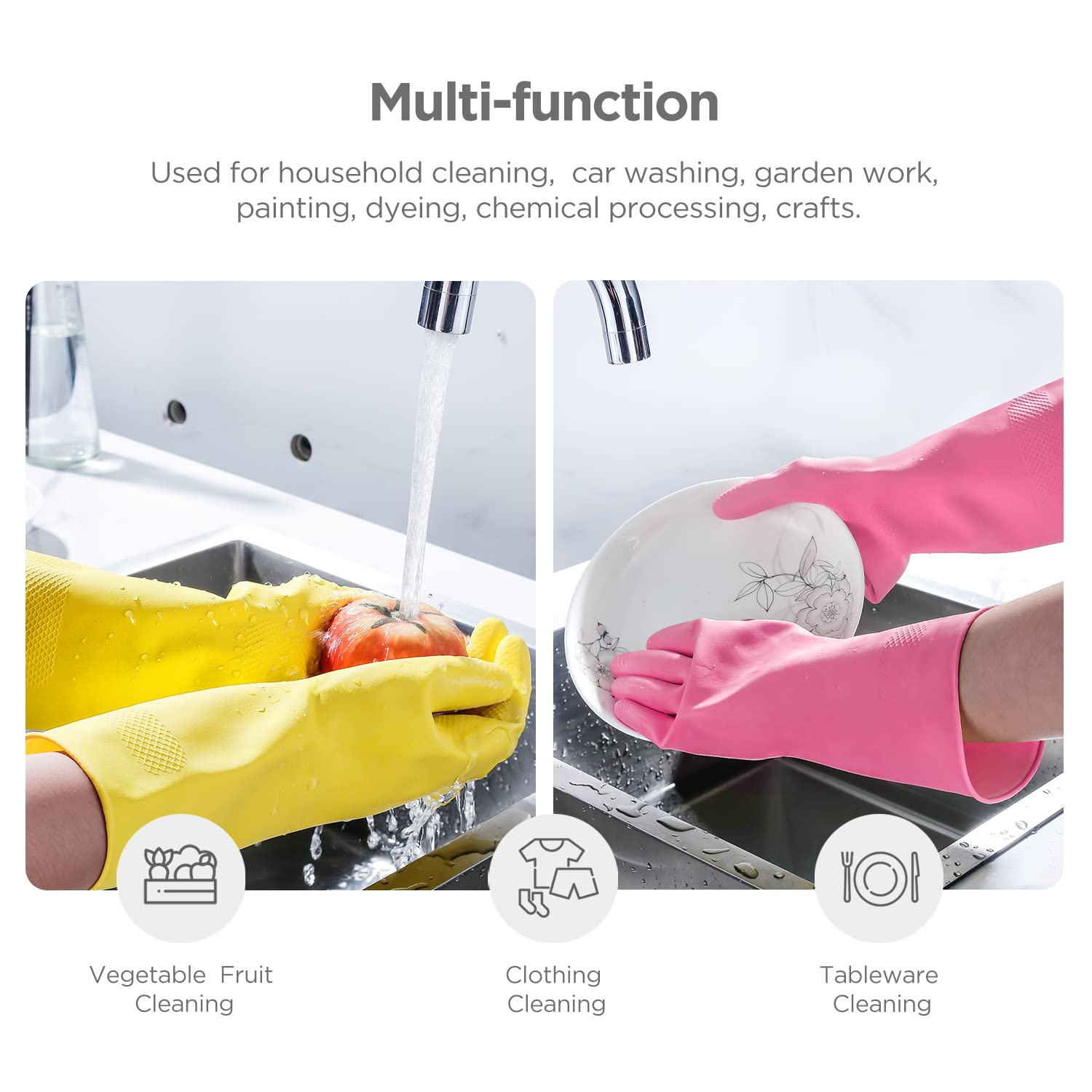 Guantes de limpieza multicolor 3 pares, reutilizables para hogar y cocina. Tamaño pequeño