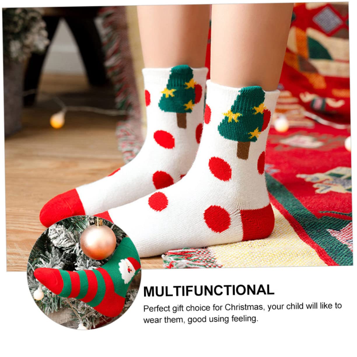OUNONA 15paare Weihnachtskindersocken Mit Cartoon-Motiven Lustige Mittellange Socken Für Jungen Und Mädchen Atmungsaktiv Und Für Festliche