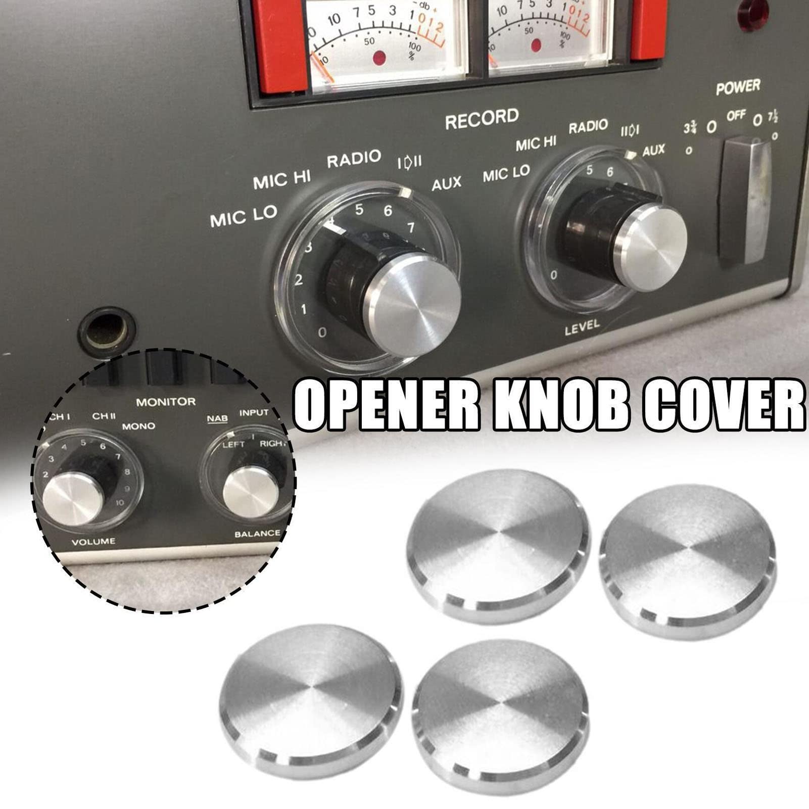 4 Pezzi Copri Manopola Apri in Metallo, Copri Manopola Anteriore in Lega di Alluminio, Accessori Copertura Manopola Anteriore per REVOX A77 A76 A78 A50 MK I MK II MK III