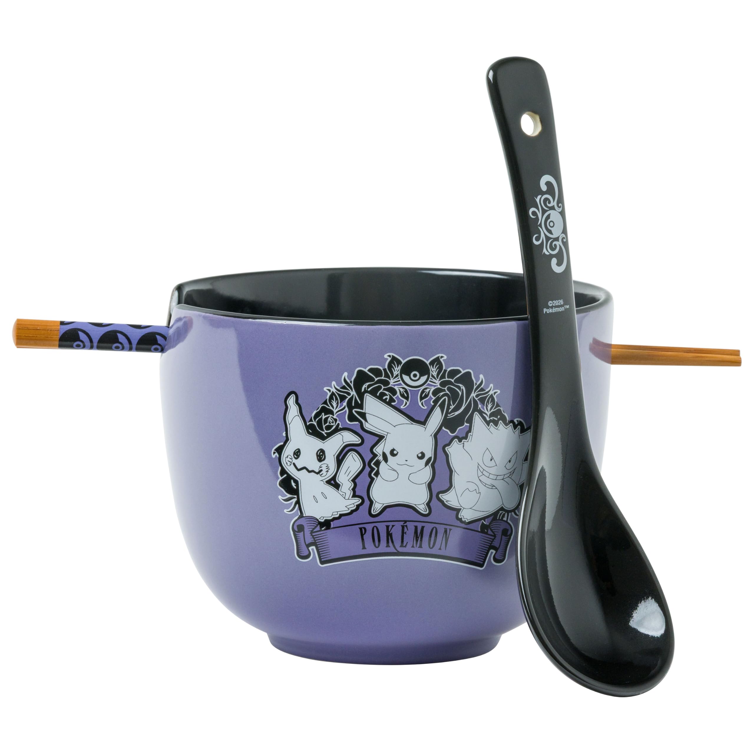 Silver Buffalo Pokémon Ghost Trio Ceramic Ramen Bowl Set, 20oz
