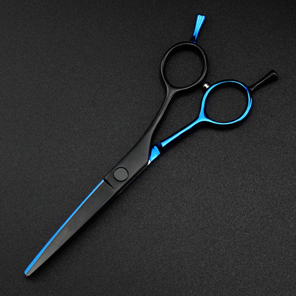 Profesional Japón 440C 5,5 pulgadas azul y negro tijeras de corte de pelo corte de pelo adelgazamiento tijeras de corte de pelo tijeras de peluquería juego para hombres y mujeres