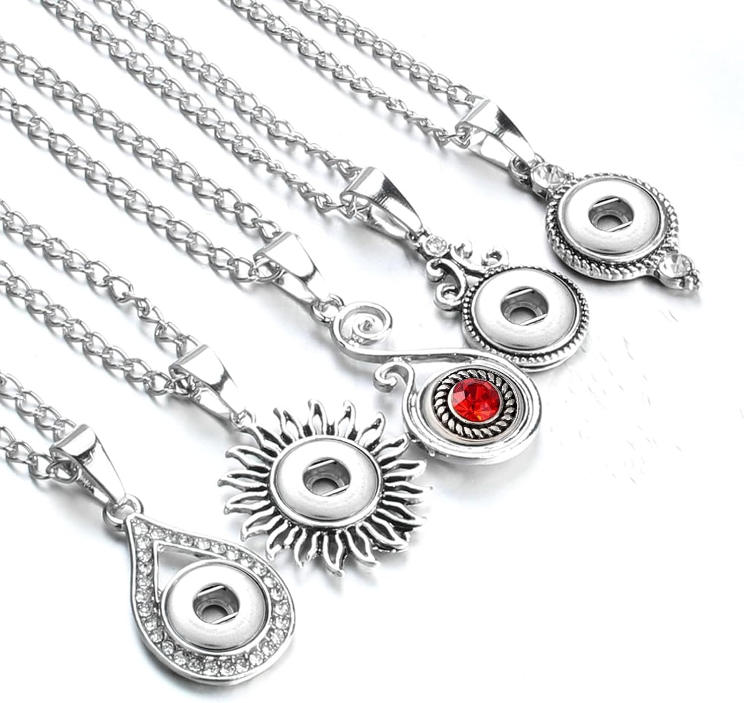 10PCs Mixed Style Rhinestones Snaps Jewelry Charms Buttons 18/20mm for Interchangeable Snaps Jewelry Making Women DIY Button Bracelets Necklaces Rings Brooch Accessories(Red) - Image 6