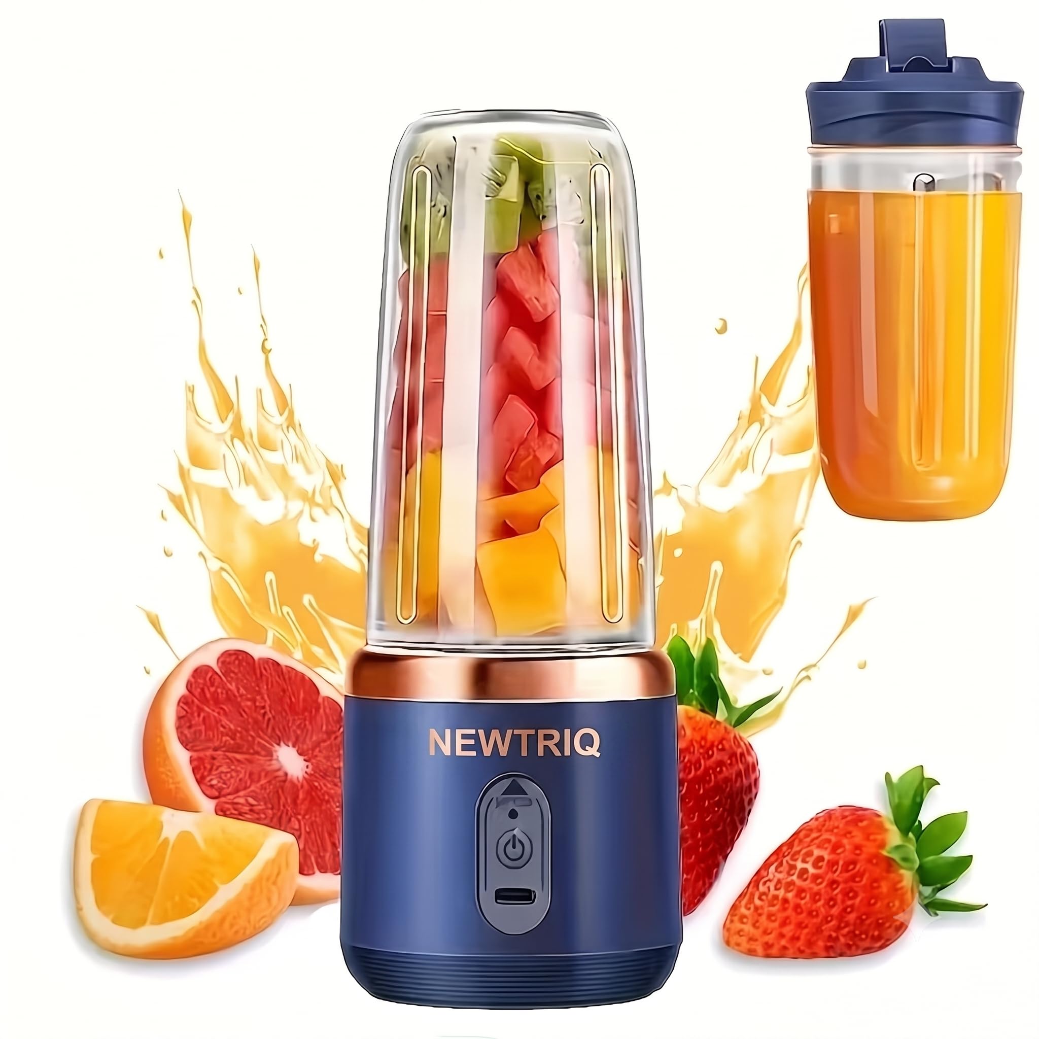 Portable Blender Electric Juicers Fruit Mixers USB Rechargeable Smoothie Mini Personal Juicer 6 Blades 3Gears With 1500 Mah Rechargeable Battery-Smoothie For Kitchen D2-image-9