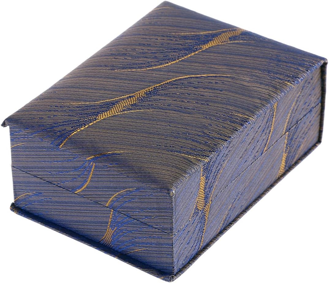 YARNOW Blue Pendant Jewelry Box with Lid, Brocade Cloth PVC Plush Display
