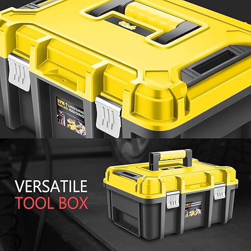 Miniatura 4 de PM PERFORMOTOR - Juego de 2 cajas de herramientas, organizador con cerradura, caja de herramientas portátil con bandeja extraíble para taller,