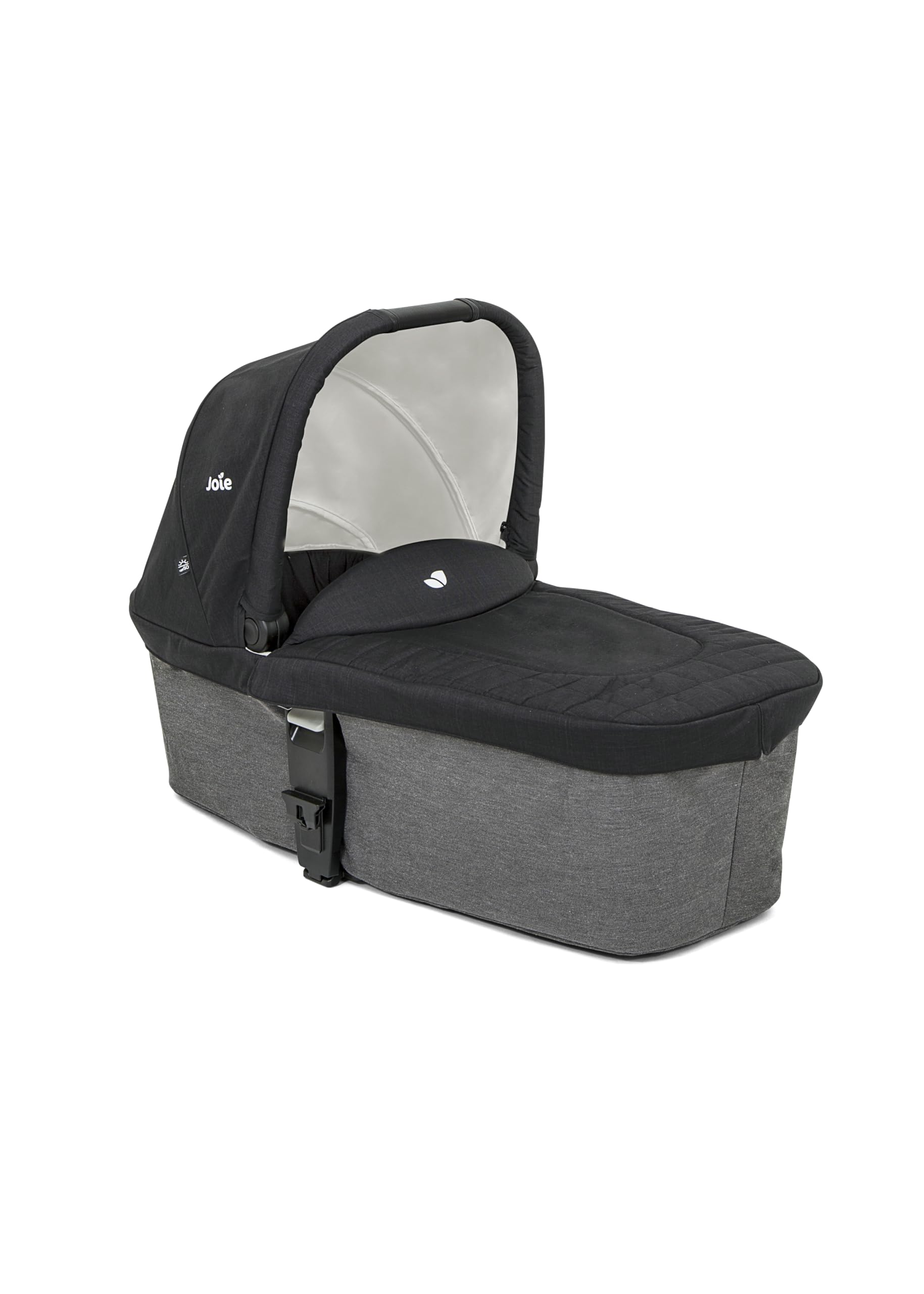 Joie Chrome™ Babywanne, kompatibel mit Chrome™ Buggy, Flache Liegefläche, UPF50+ Verdeck, Verstellbarer Schieber, mit Regenschutz, Geburt bis 6 Monate (0–9 kg) (Shale)