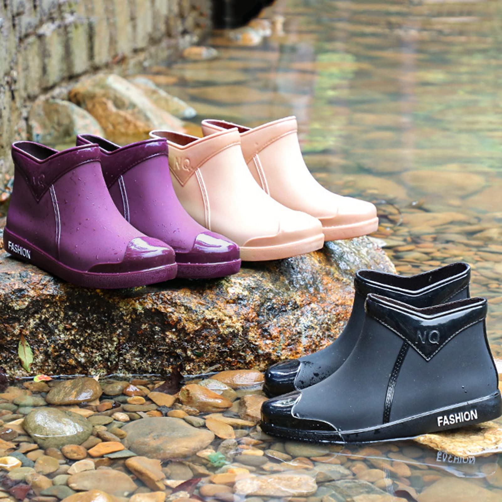 Botas de goma para mujer, botas de lluvia impermeables, botas de lluvia, zapatos de jardín, botas de goma antideslizantes, botines de goma, botines de goma para exteriores, botas de lluvia