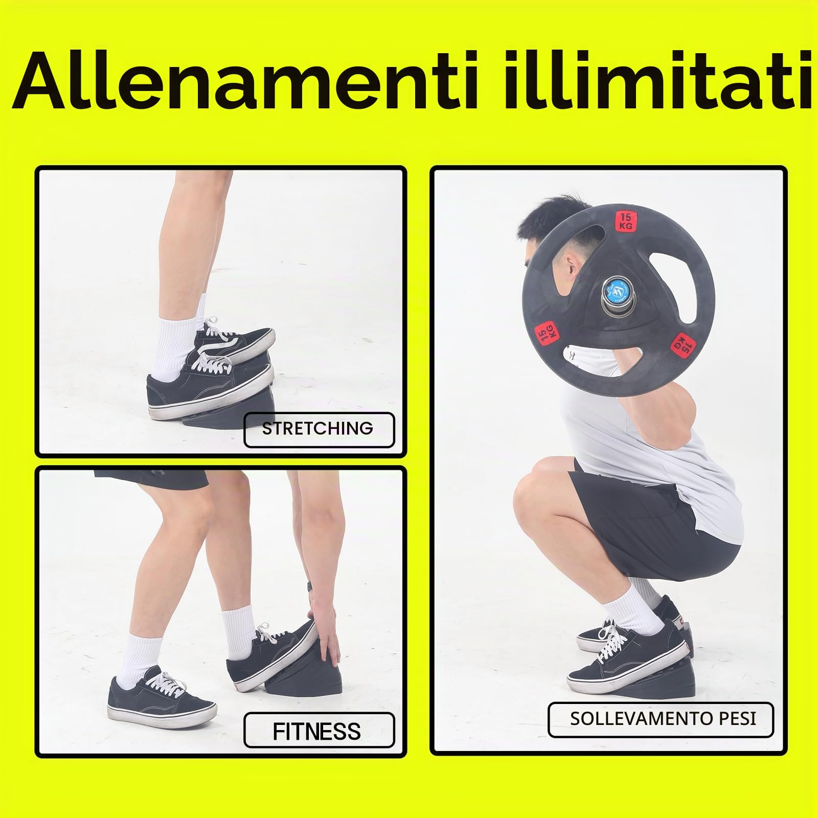 Squat Wedge Block Set da 6 pezzi, rampa per squat regolabile antiscivolo, tavola inclinata per allungamento polpacci, blocchi yoga, per squat con tallone sollevato, sollevamento pesi