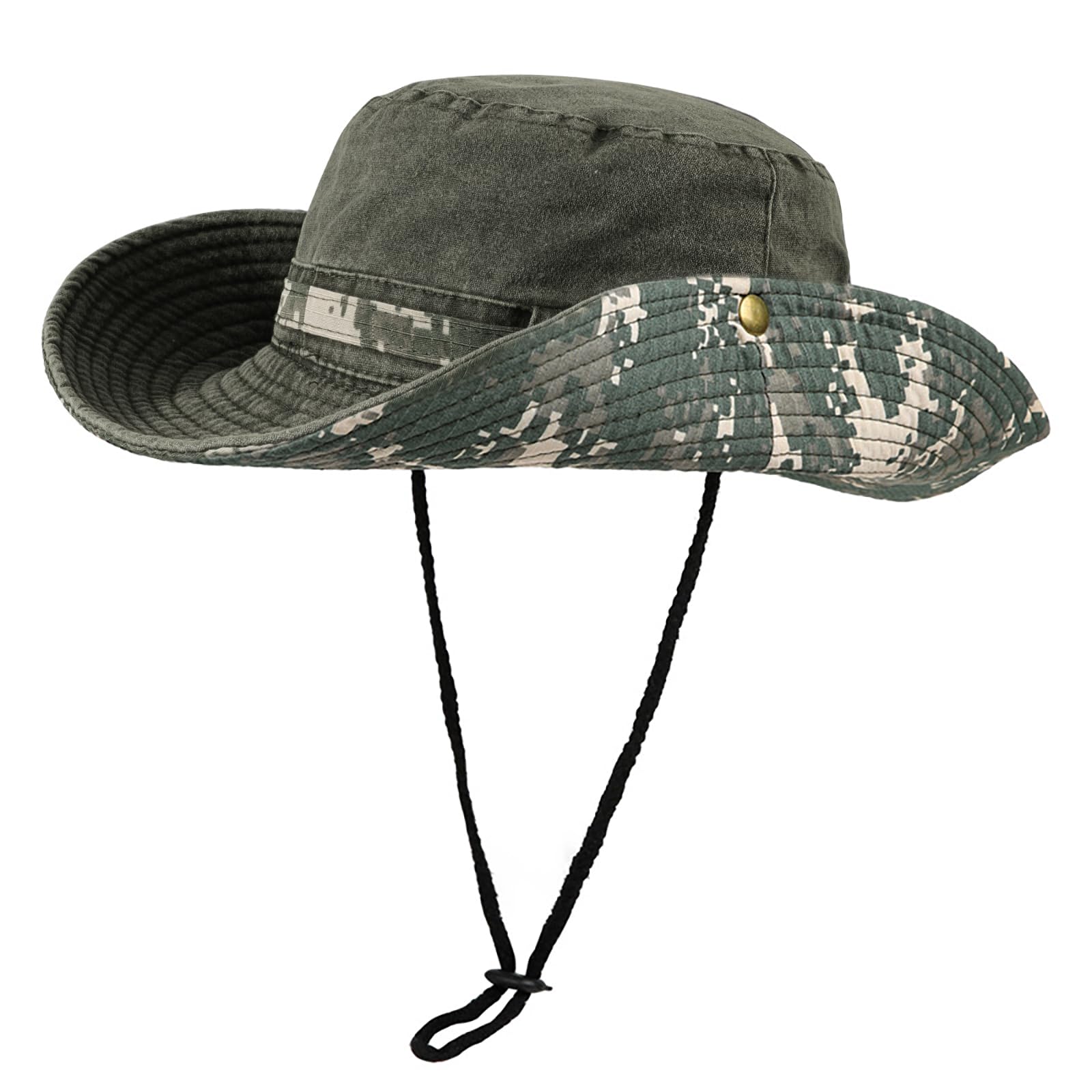 TAGVO Reversible Unisex Bucket Hat Camouflage Double Sided Fishing Cap, Wide Brim Breathable UV Protection Foldable Outdoor Hiking Summer Safari Hat