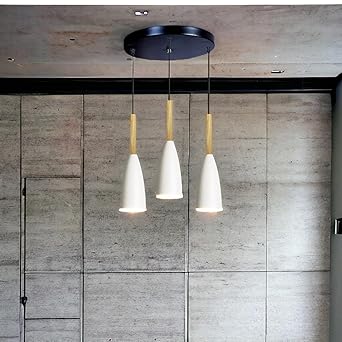 3 Light Cluster Hanging Glass Shape Shade Light, White
