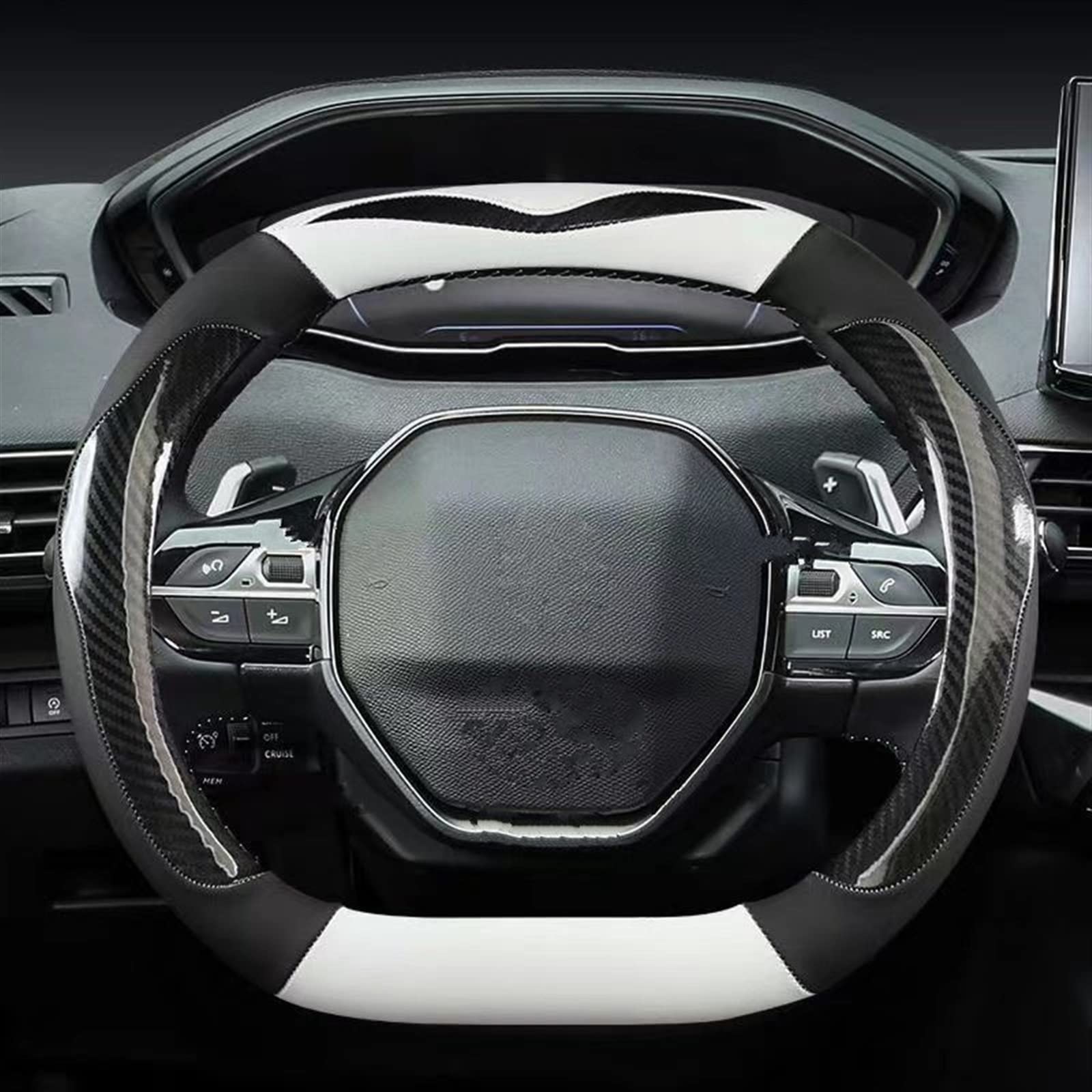 SCOOVY Couvre Volant Voiture Pour Peugeot 2008 2019 2020 2022 E2008 2020 Micro Fibre Cuir Couverture De Volant De Voiture Accessoires Auto Protecteur Volant (Couleur : Pink