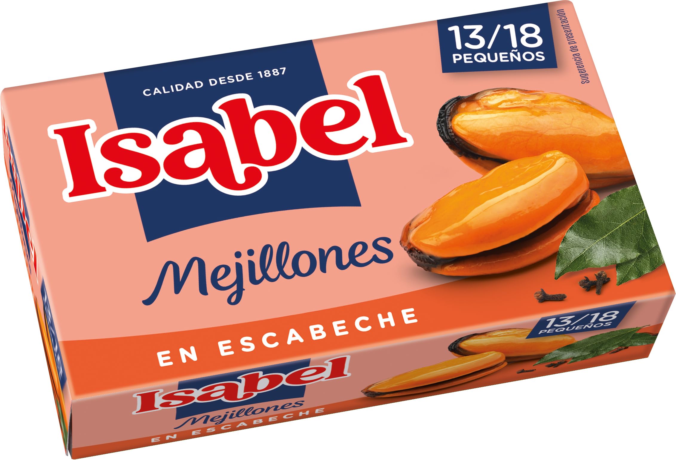 Isabel Mejillones en salsa escabeche 13-18 piezas, 1 pack de 3 latas de 115gr