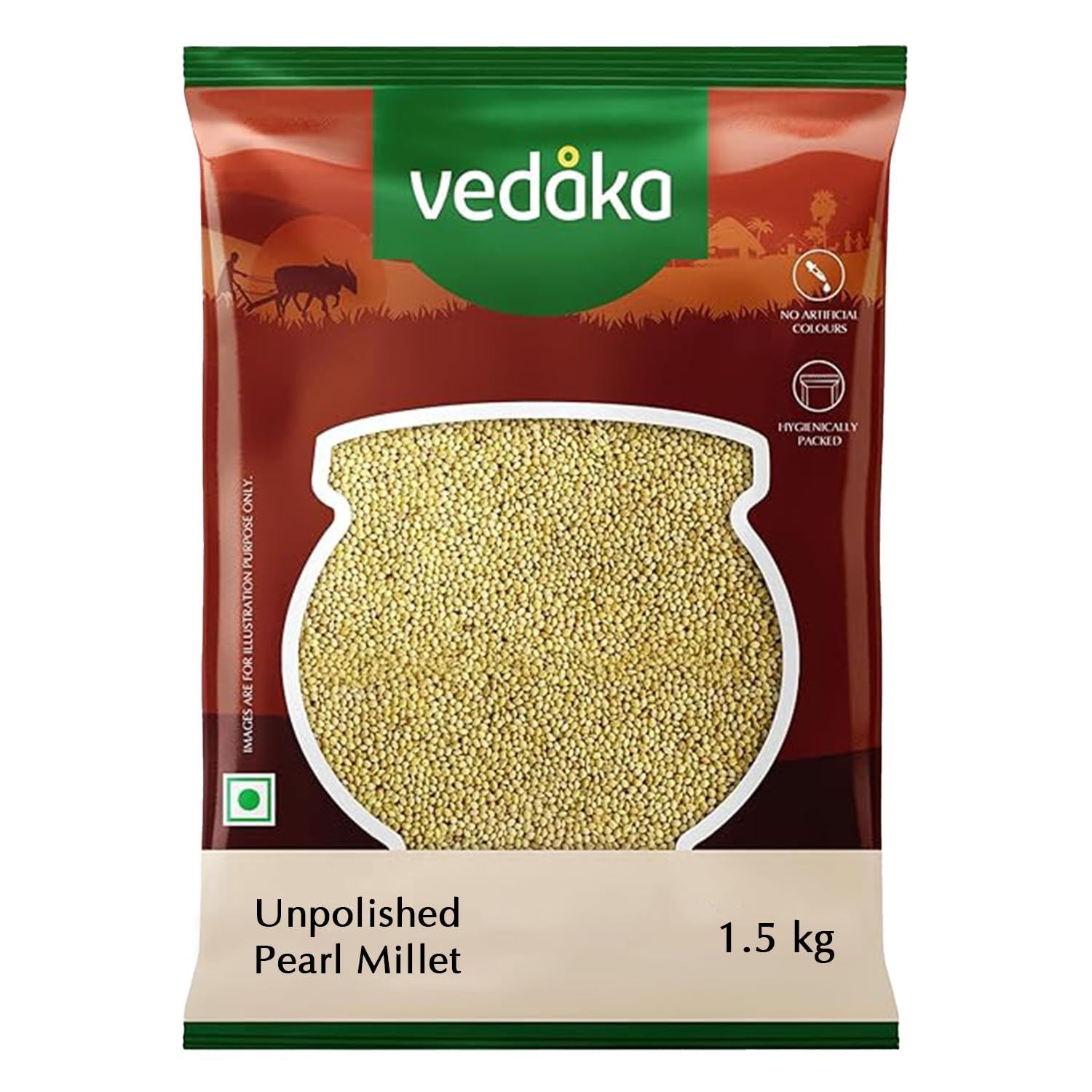 Amazon Brand - Vedaka Unpolished Pearl Millet | 1.5 Kg | Bajra/Sajje/Kambu/Pindi/Sajjalu | Naturally rich in Fiber