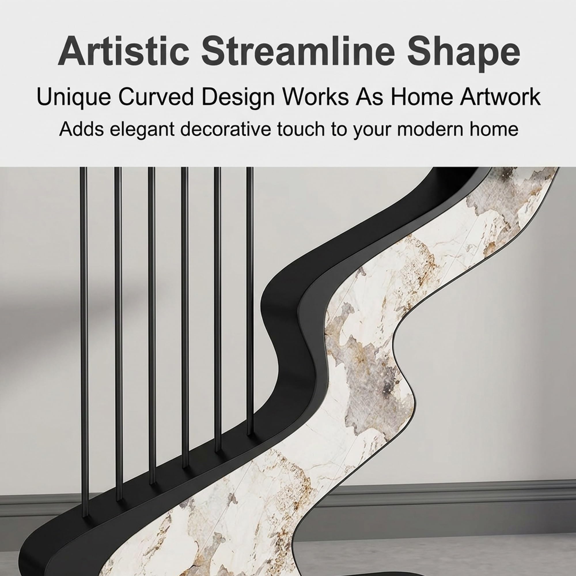 Tavolo consolle stretto moderno con piano in pietra sinterizzata avolino da divano per ingresso, corridoio,soggiorno,foyer e zona d'entrata(Black-D,120cm/47.2in)