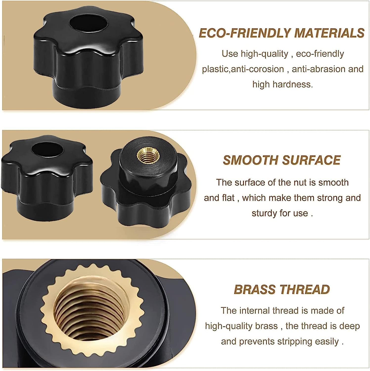 Pomelli A Stella M8 In Plastica Bianca - 4 Pezzi Con Filettatura Femmina In Ottone Per Macchinari E Mobili - Foto 3